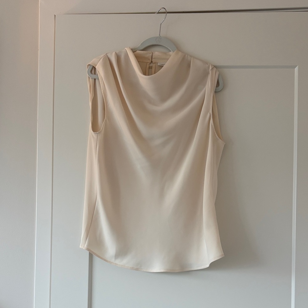 Aritzia Sleeveless Drape-Neck Blouse in Cream